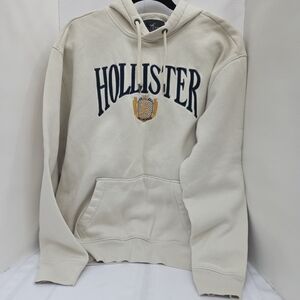 Hollister Off-White Hoodie with Navy Logo